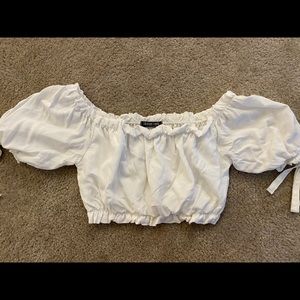 Off the shoulder white crop top 👚